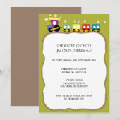 Voies - invitations birthdayparty d'enfants (vert) (Devant / Derrière)
