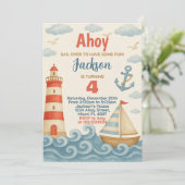 Voile Away Nautique Anniversaire Invitation (Debout devant)