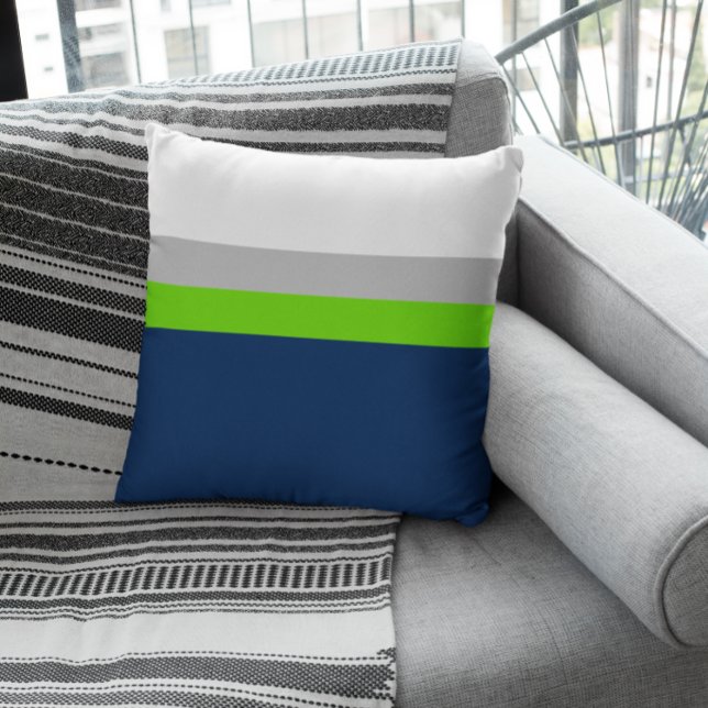 Voile, Gris, Chaux Vert Colorbloc Jeter Oreiller (Créateur téléchargé)