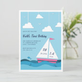 Voile lisse | Invitation du Anniversaire de enfant (Debout devant)
