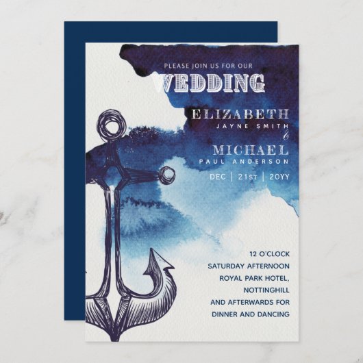 Voile nautique Destination Mariage Invitation (Devant / Derrière)