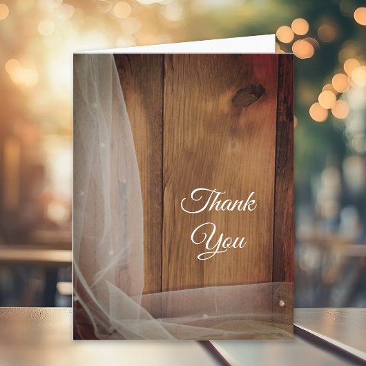 Voile nuptiale et Barn Wood Pays Merci Note