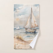 Voile paisible Watercolor Côte (Serviette à main)
