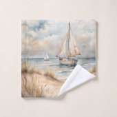 Voile paisible Watercolor Côte (Gant de toilette)