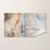 Voile paisible Watercolor Côte (Serviette à main)