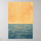 Voile Solitaire à l'Horizon Affiche Aquarelle (Devant)