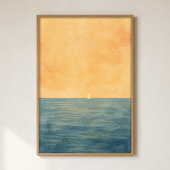Voile Solitaire à l'Horizon Affiche Aquarelle