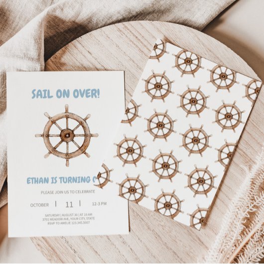 Voile sur Nautical Anniversaire Invitation