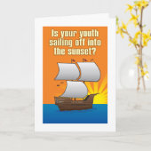 Voile vers le coucher du soleil carte d'anniversai (Fleur jaune)