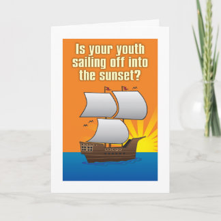 Voile vers le coucher du soleil carte d'anniversai