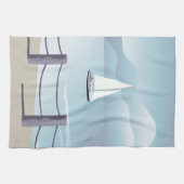 Voile Voilier Aqua Ocean Serviette de cuisine (Horizontal)