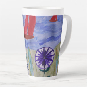 Voiles rouges & Fleurs Latte Mug