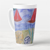 Voiles rouges & Fleurs Latte Mug (Angle gauche)