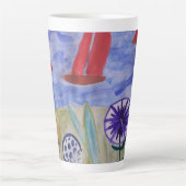 Voiles rouges & Fleurs Latte Mug (Devant)