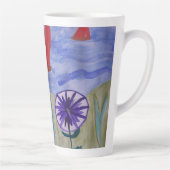 Voiles rouges & Fleurs Latte Mug (Droite)
