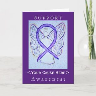 Voilet Awareness Ribbon Angel Gepersonaliseerd Car Kaart