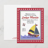 Voilier Bateau Nautique Baby Shower Invitations (Devant / Derrière)