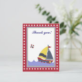 Voilier Bateau Red border Merci note plat (Debout devant)