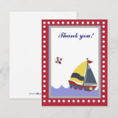 Voilier Bateau Red border Merci note plat (Devant / Derrière)