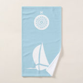 voilier & boussole bleu clair (Serviette à main)