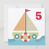 Voilier Boys Numéro Anniversaire Fête Invitation (Devant)