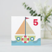 Voilier Boys Numéro Anniversaire Fête Invitation (Debout devant)