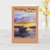 Voilier, Carte d'anniversaire pour frère (Fleur jaune)