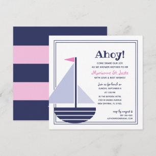 voilier nautique BABY SHOWER rose fille Invitation