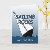 Voilier Rocks Carte de voeux personnalisée (Fleur jaune)