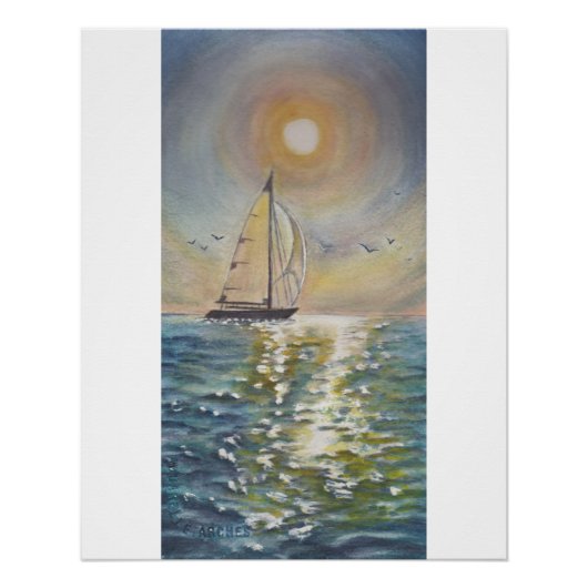Voilier Sea Sun Reflection Glossy Poster 20x25 (Devant)