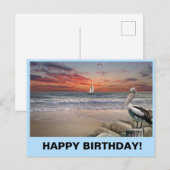 Voilier sur une carte postale d'anniversaire (Devant / Derrière)