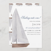 Voilier "Voile en un !" Invitation d'anniversaire (Devant / Derrière)