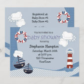 Voiliers et invitation de baby shower de phare (Devant / Derrière)
