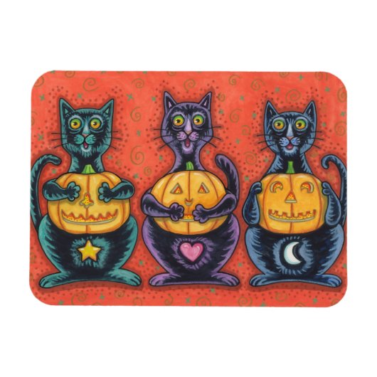 VOIR AUCUN MAUVAIS CHATS NOIR HALLOWEEN MAGNET Rec (Horizontal)