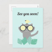 Voir bientôt carte postale de rappel avec chat et  (Devant / Derrière)