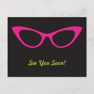 Voir bientôt Pink Cat's Eye Glasses Carte postale