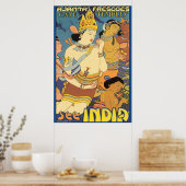 Voir Inde Cave Temples Poster Vintage voyage (Cuisine)