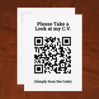 Voir mon C.V. par code QR sur une carte postale