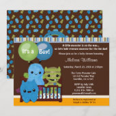 Voir un Boo MONSTERS Baby shower invitation garçon (Devant / Derrière)