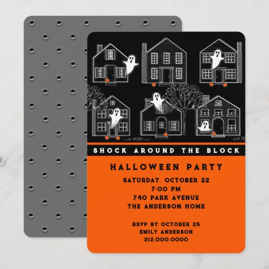 Voisinage Halloween Party Invitation (Devant / Derrière)