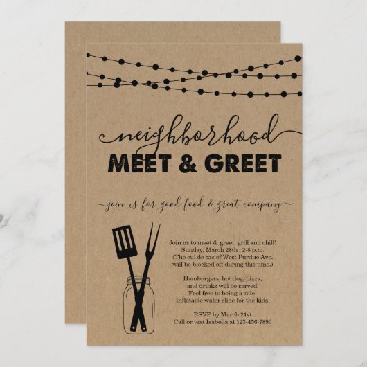 Voisinage Meet Greet Invitation (Devant / Derrière)