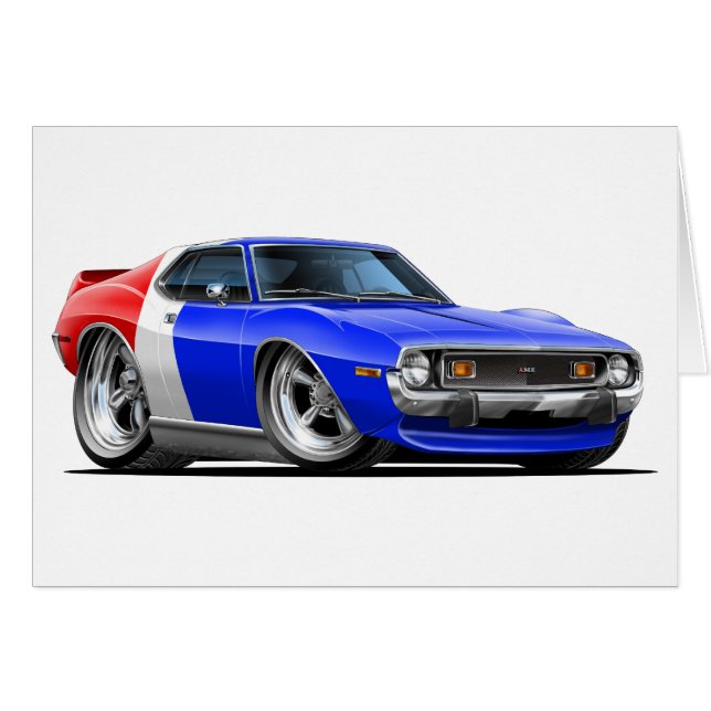 Voiture 1971-72 bleue blanche rouge de javelot (Devant horizontal)