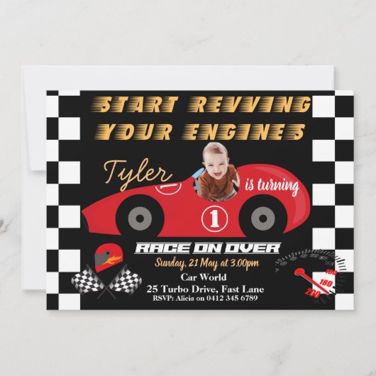 Voiture 1er Anniversaire Invitation Boys (Devant)