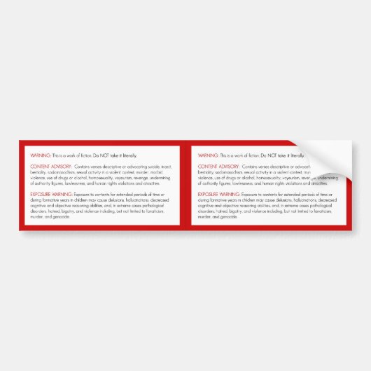 Voiture Autocollant d'avertissement de bible (Devant)