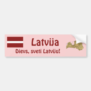 Voiture Autocollant de bumper Drapeau + Carte de Lettonie