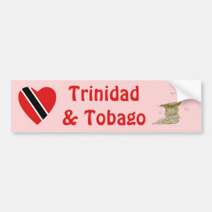 Voiture Autocollant de choc drapeau coeur + carte de Trini