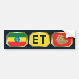 Voiture Autocollant de code de carte de drapeau éthiopien
