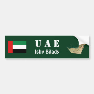 Voiture Autocollant de drapeau + carte des Émirats arabes