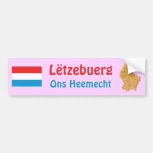 Voiture Autocollant de drapeau + carte du Luxembourg