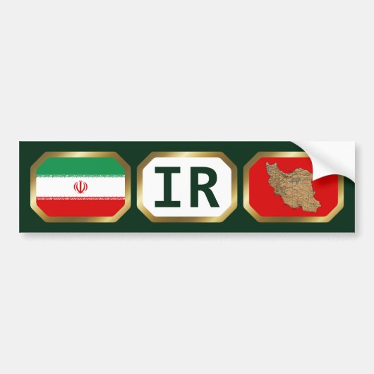 Voiture Autocollant de drapeau de carte de code d'Iran (Devant)